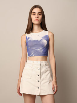 ONLY - White Printed Cropped Top