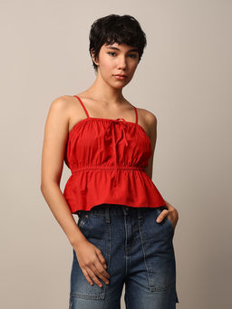 ONLY - Red Strappy Crop Top