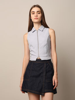 ONLY - Blue Zip-Up Cropped Top