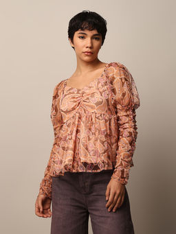 ONLY - Multi-Color Printed Mesh Top