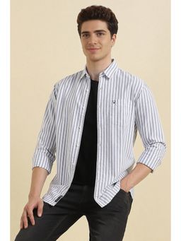 Allen Solly - Men Grey Stripes Slim Fit Casual Shirt