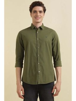 Allen Solly - Men Olive Solid Slim Fit Casual Shirt