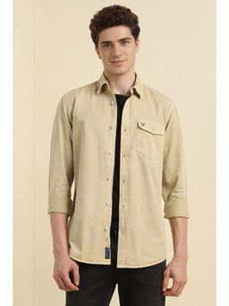 Allen Solly - Men Beige Solid Slim Fit Casual Shirt
