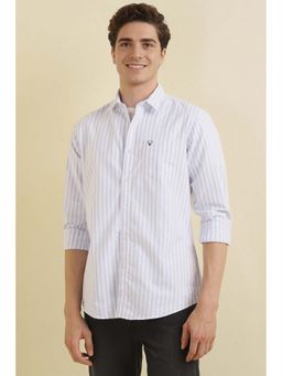 Allen Solly - Men White Stripes Slim Fit Casual Shirt