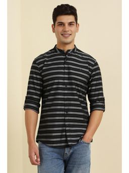 Allen Solly - Men Black Stripes Slim Fit Casual Shirt