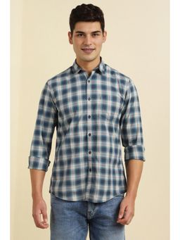 Allen Solly - Men Blue Checks Slim Fit Casual Shirt
