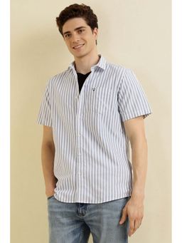 Allen Solly - Men White Stripes Slim Fit Casual Shirt
