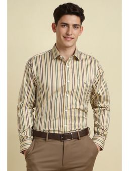 Allen Solly - Men Beige Stripes Slim Fit Formal Shirt