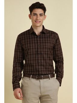 Allen Solly - Men Brown Checks Slim Fit Formal Shirt
