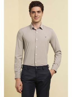 Allen Solly - Men Beige Solid Slim Fit Casual Shirt