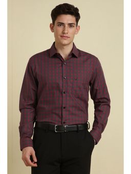 Allen Solly - Men Maroon Checks Slim Fit Formal Shirt