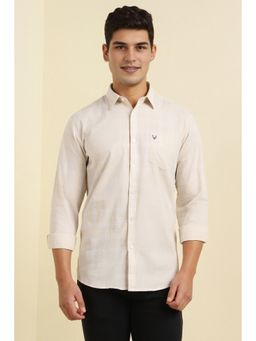 Allen Solly - Men Beige Checks Slim Fit Casual Shirt