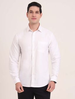 Greenfibre - Men White Solid Slim Fit Casual Shirt
