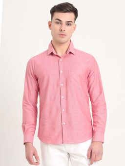 Greenfibre - Men Red Solid Slim Fit Casual Shirt