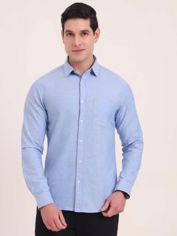 Greenfibre - Men Blue Solid Slim Fit Casual Shirt