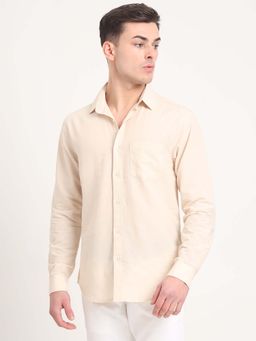 Greenfibre - Men Beige Solid Slim Fit Casual Shirt