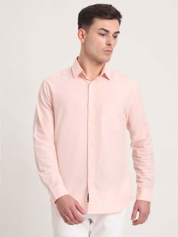 Greenfibre - Men Pink Solid Slim Fit Casual Shirt