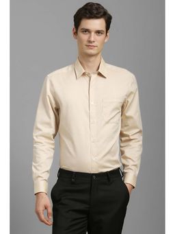 Louis Philippe - Men Beige Textured Regular Fit Formal Shirt