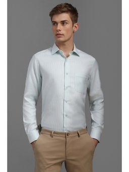 Louis Philippe - Men Blue Textured Regular Fit Formal Shirt