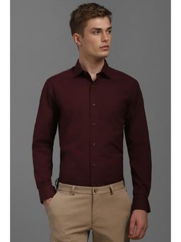 Louis Philippe - Men Maroon Solid Regular Fit Formal Shirt