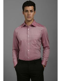 Louis Philippe - Men Maroon Textured Regular Fit Formal Shirt
