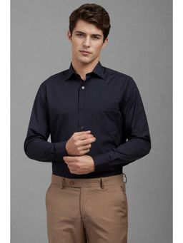 Louis Philippe - Men Navy Blue Solid Regular Fit Formal Shirt