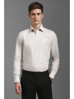 Louis Philippe - Men White Checks Regular Fit Formal Shirt