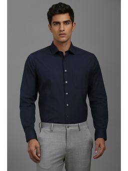 Louis Philippe - Men Navy Blue Solid Slim Fit Formal Shirt