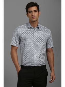 Louis Philippe - Men White Printed Slim Fit Formal Shirt