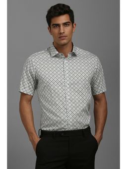Louis Philippe - Men White Printed Slim Fit Formal Shirt