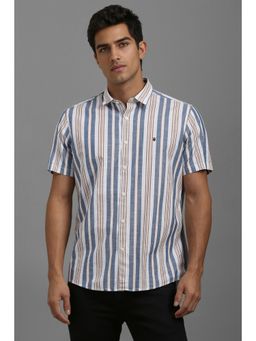 Louis Philippe - Men White Stripes Slim Fit Casual Shirt