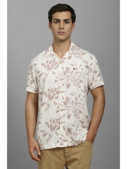 Louis Philippe - Men White Printed Slim Fit Casual Shirt