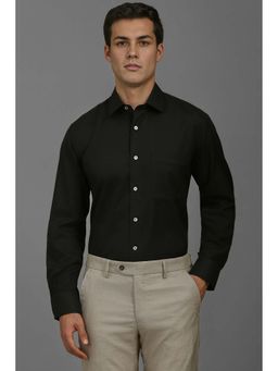 Louis Philippe - Men Black Textured Regular Fit Formal Shirt