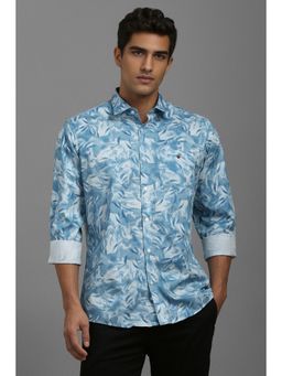 Louis Philippe - Men Blue Printed Slim Fit Casual Shirt