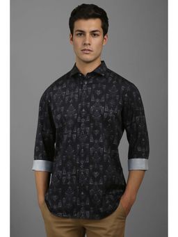 Louis Philippe - Men Black Printed Slim Fit Casual Shirt