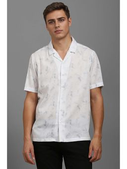 Louis Philippe - Men White Printed Slim Fit Casual Shirt