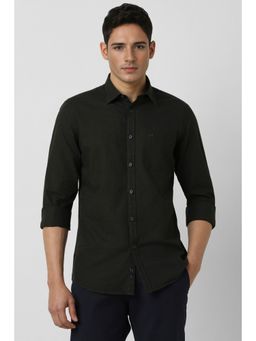 Peter England - Men Black Solid Slim Fit Casual Shirt
