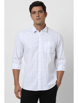 Peter England - Men White Checks Slim Fit Casual Shirt
