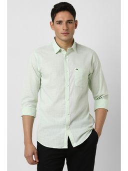 Peter England - Men Green Textured Slim Fit Casual Shirt