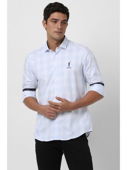 Peter England - Men Blue Checks Slim Fit Casual Shirt