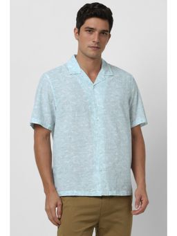 Peter England - Men Blue Printed Regular Fit Casual Shirt