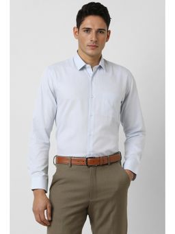 Peter England - Men Blue Textured Slim Fit Formal Shirt