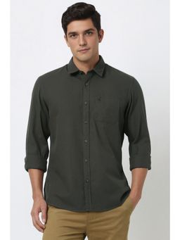 Peter England - Men Green Solid Slim Fit Casual Shirt