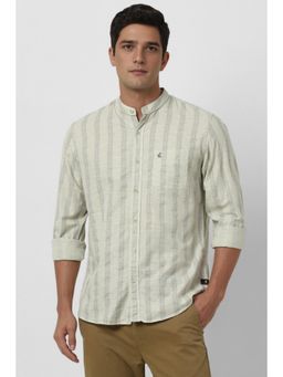 Peter England - Men Beige Stripes Slim Fit Casual Shirt