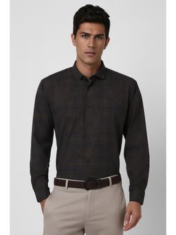 Van Heusen - Men Brown Checks Slim Fit Casual Shirt