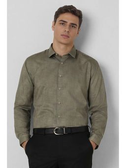 Van Heusen - Men Olive Printed Slim Fit Casual Shirt