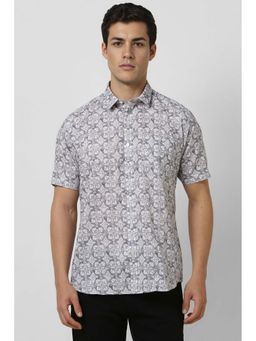 Van Heusen - Men Grey Printed Slim Fit Casual Shirt