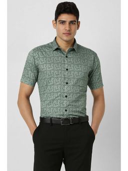 Van Heusen - Men Green Printed Slim Fit Formal Shirt