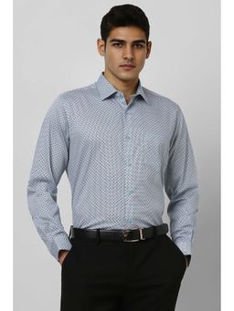 Van Heusen - Men Blue Printed Regular Fit Formal Shirt