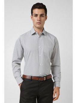 Van Heusen - Men Grey Stripes Regular Fit Formal Shirt
